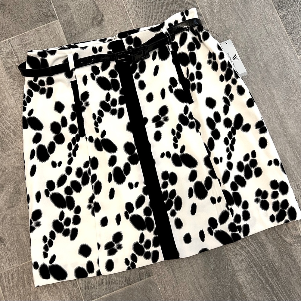 NWT Worthington Ivory/Black dot Skirt Size 10